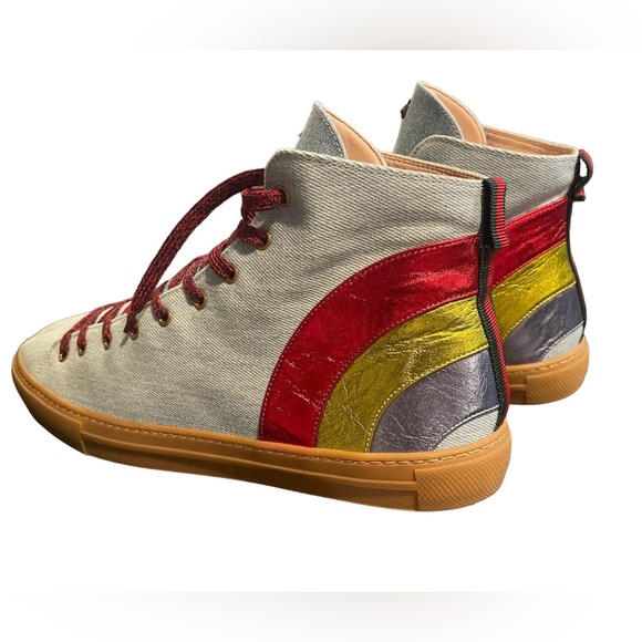 Gucci Men’s Blue Denim Rainbow sneakers size 12 - Picture 7 of 7